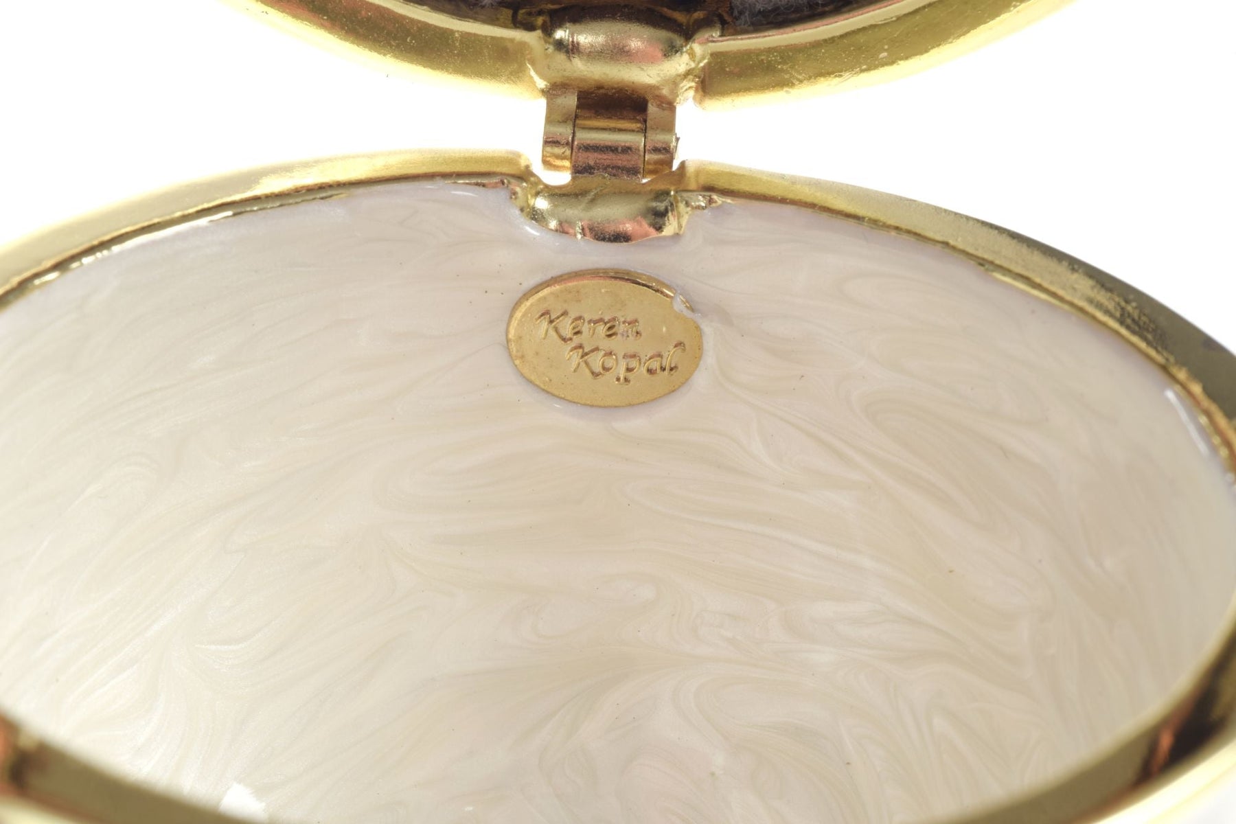 Keren Kopal White with Blue flower Music box Fur Elise by Beethoven Faberge Egg