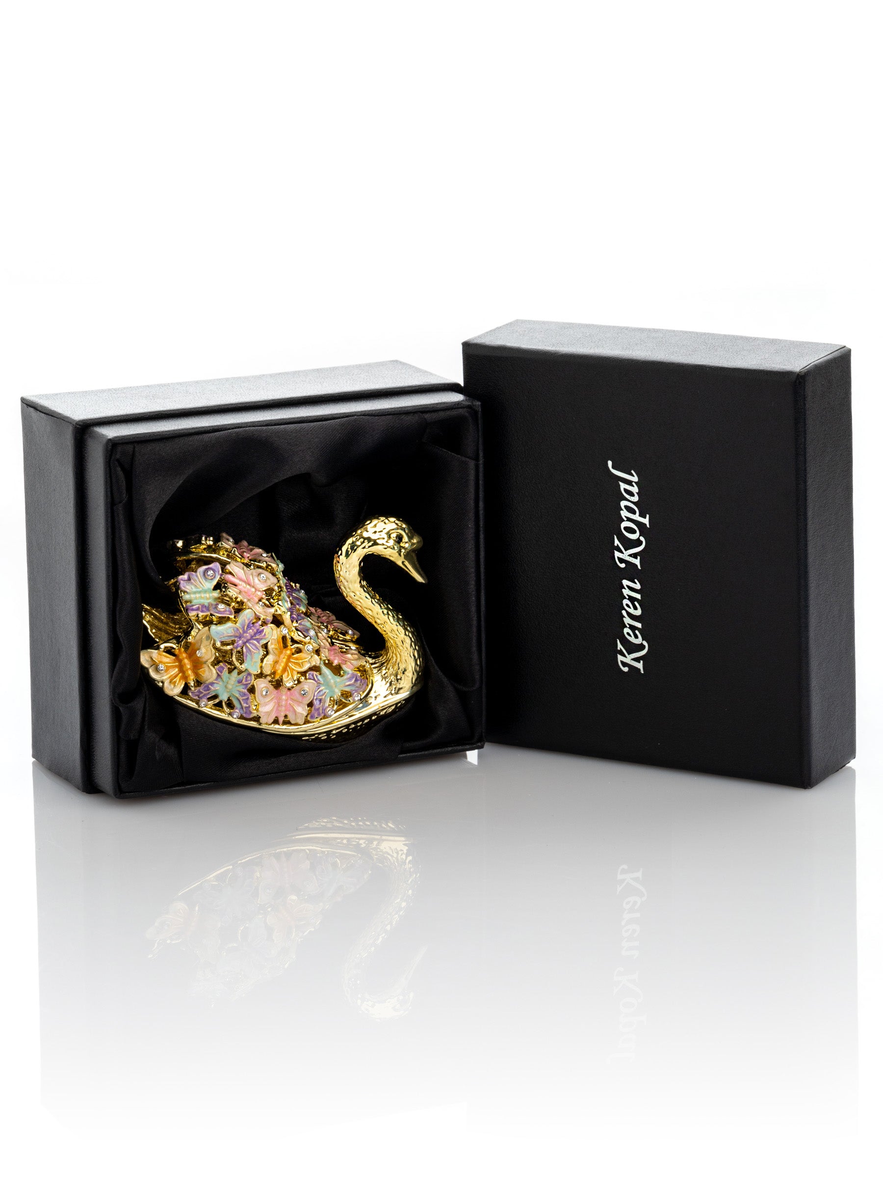 Keren Kopal Golden Swan Decorated with Butterflies