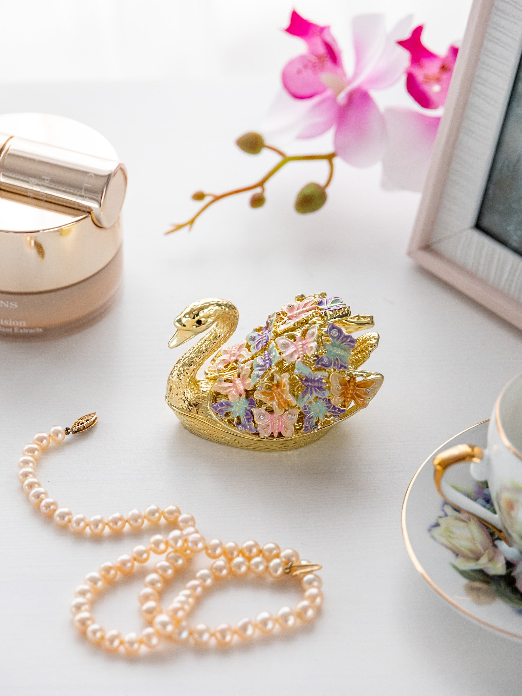 Keren Kopal Golden Swan Decorated with Butterflies