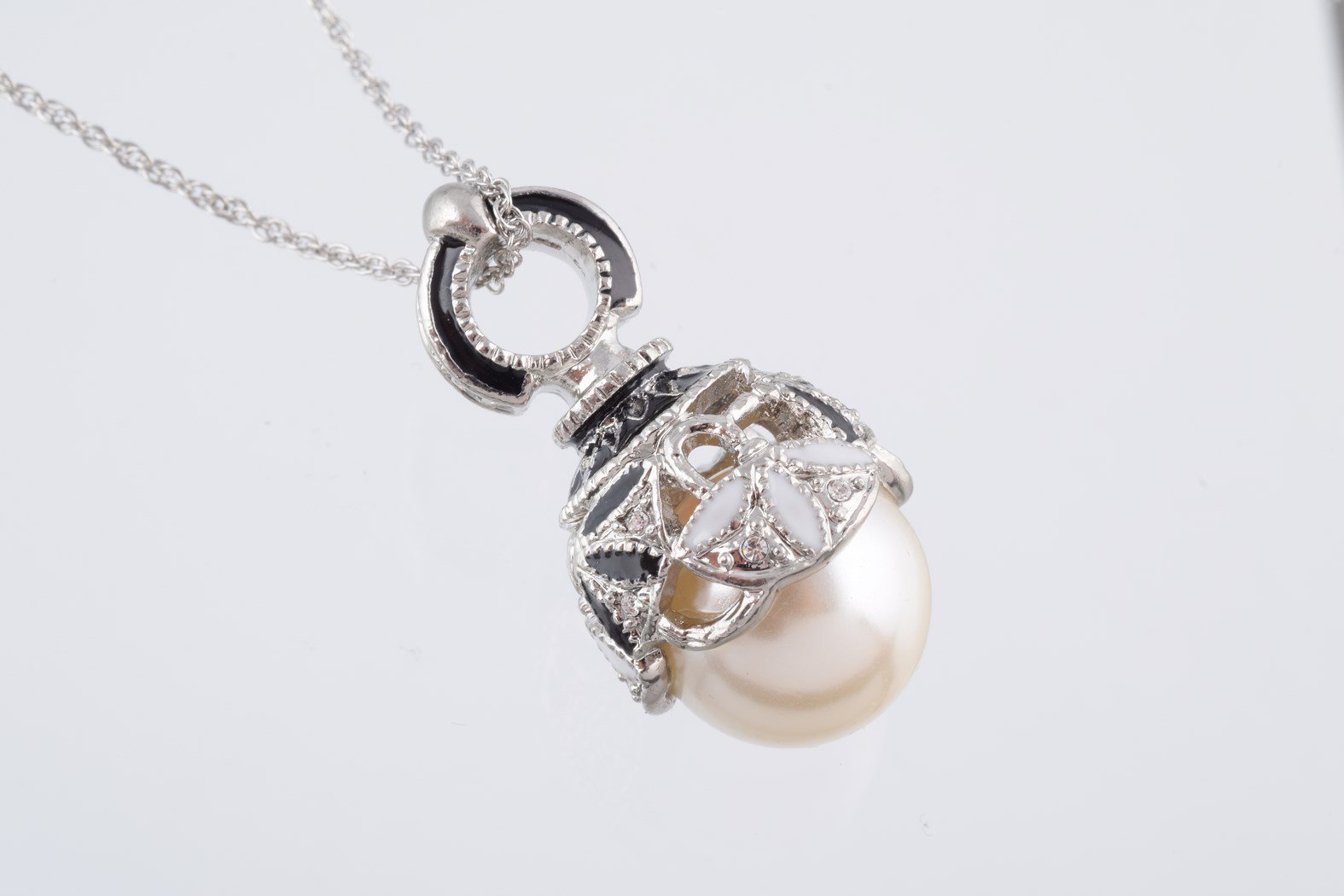 Keren Kopal Silver & Black Pearl Egg Pendant Necklace