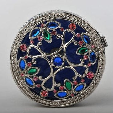 Keren Kopal Silver with Blue & Pink Decorations Trinket Box