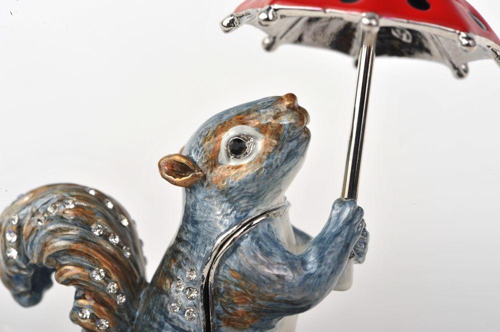 Keren Kopal Squirrel with a Red Umbrella