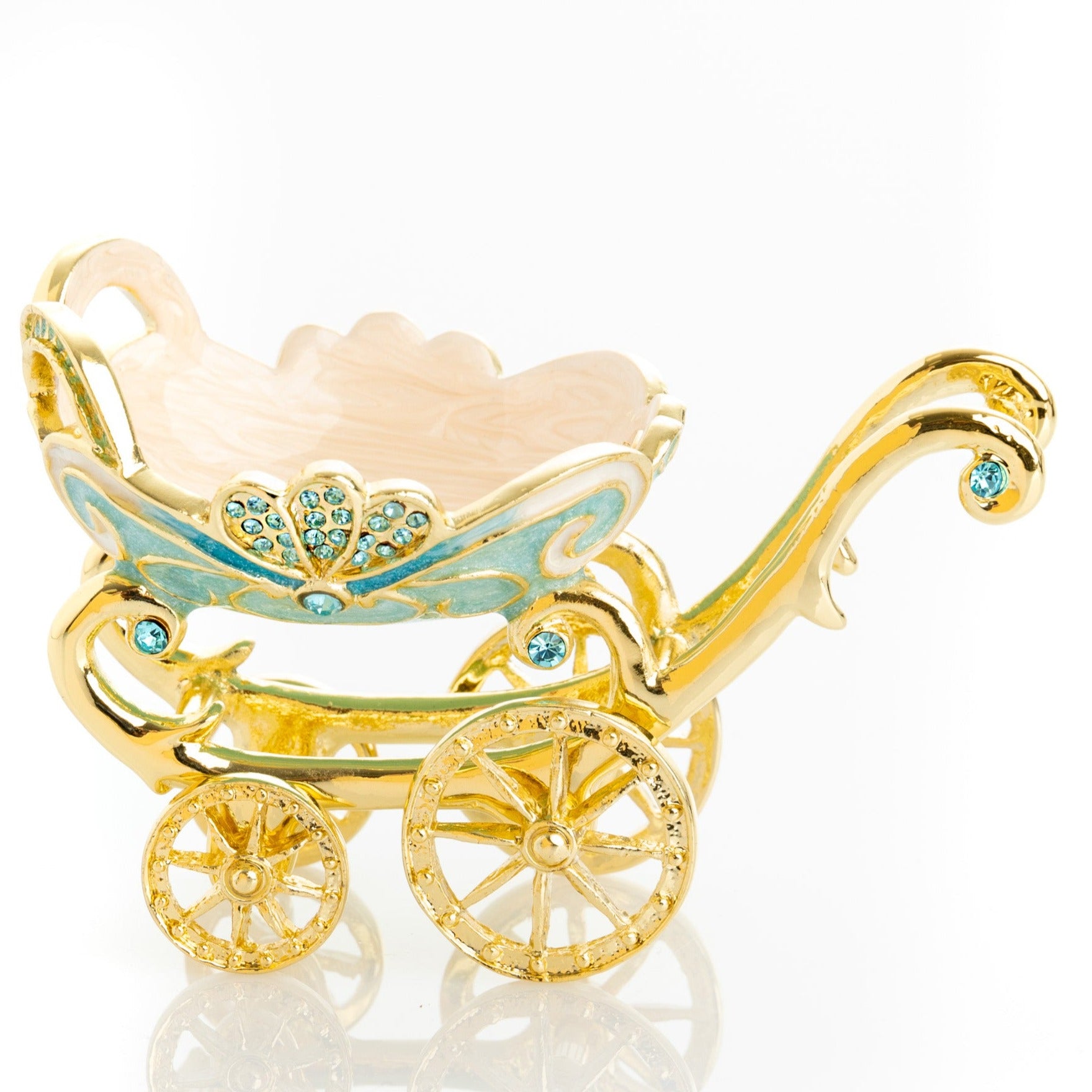 Keren Kopal Turquoise vintage Baby Carriage Trinket Box stroller