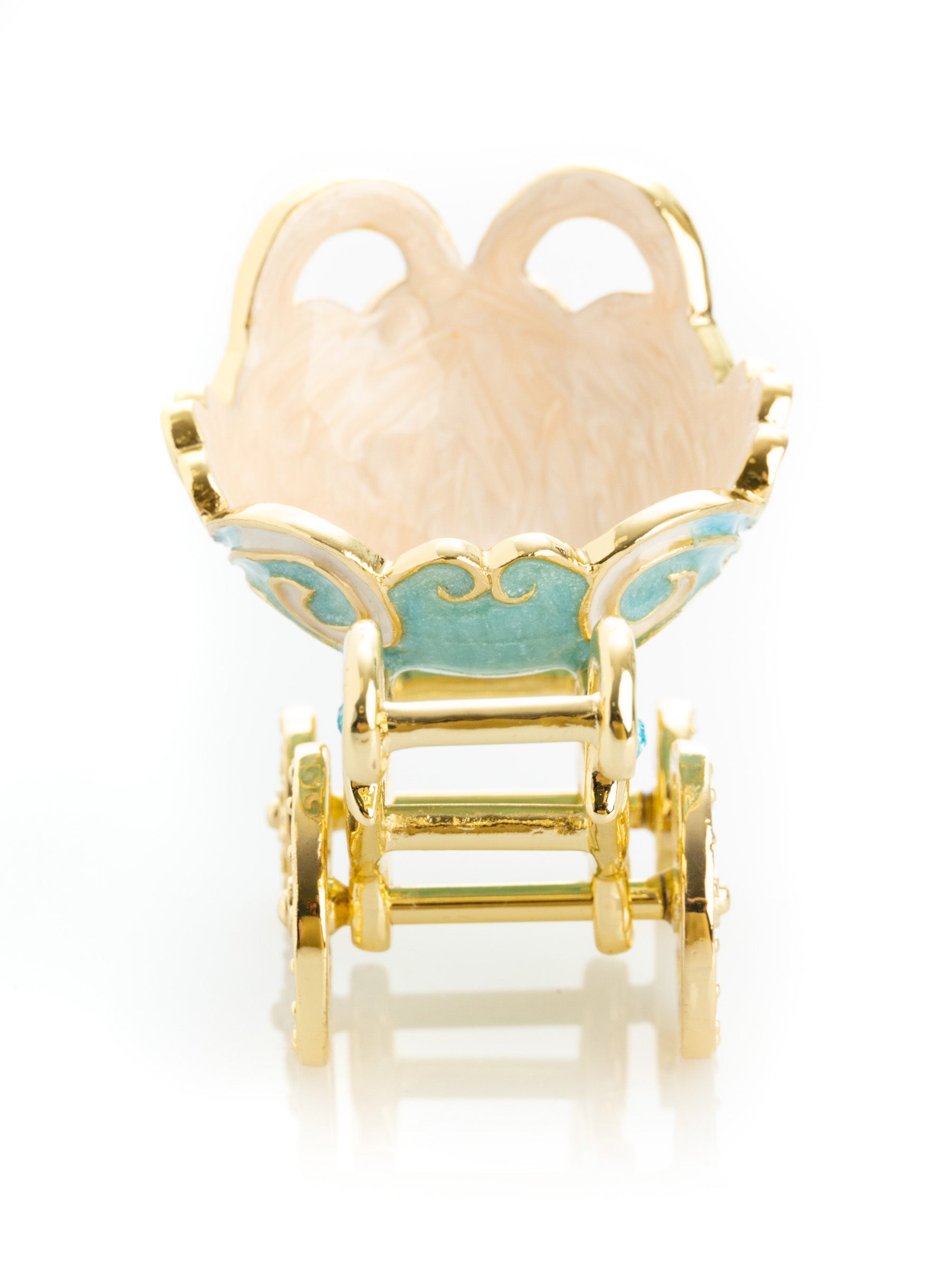 Keren Kopal Turquoise vintage Baby Carriage Trinket Box stroller