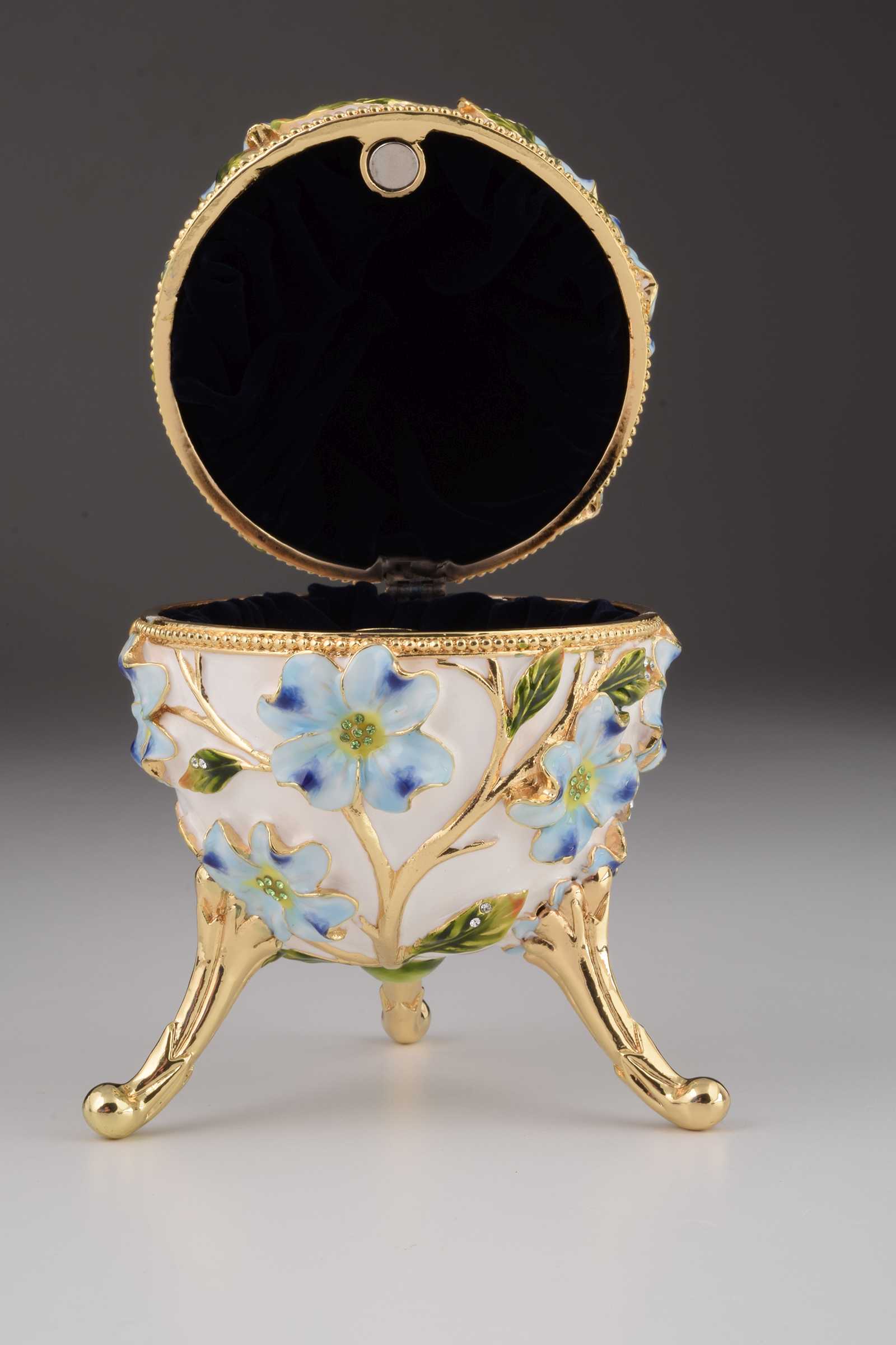 Keren Kopal White Faberge Egg with Flowers