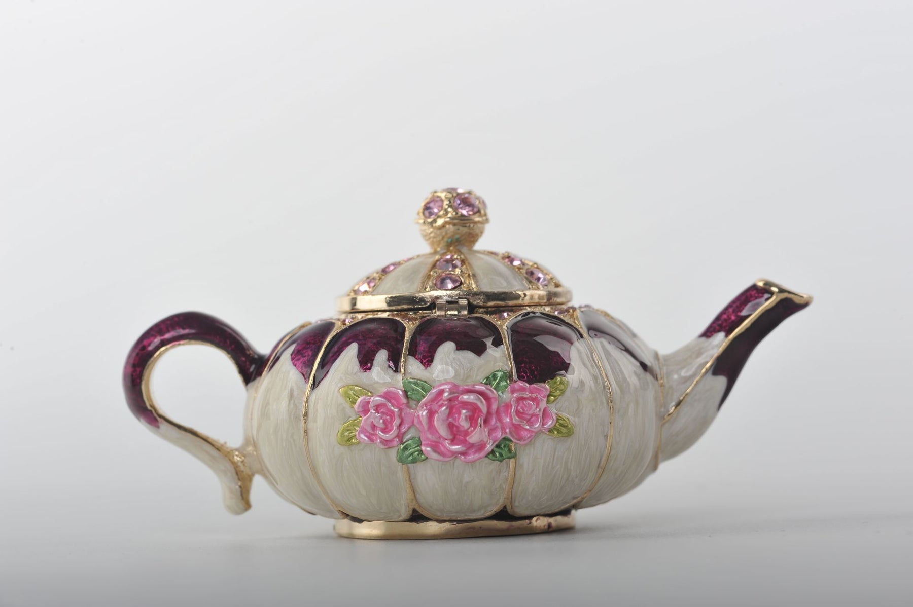 Keren Kopal White Teapot with Pink Roses