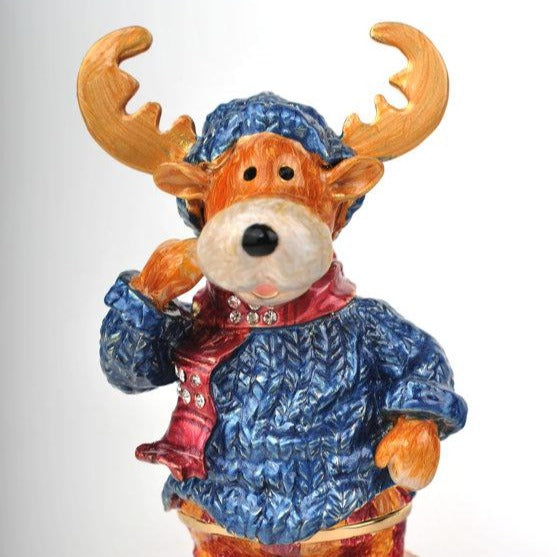 Keren Kopal Winter Deer with Blue Coat and Red Scarf
