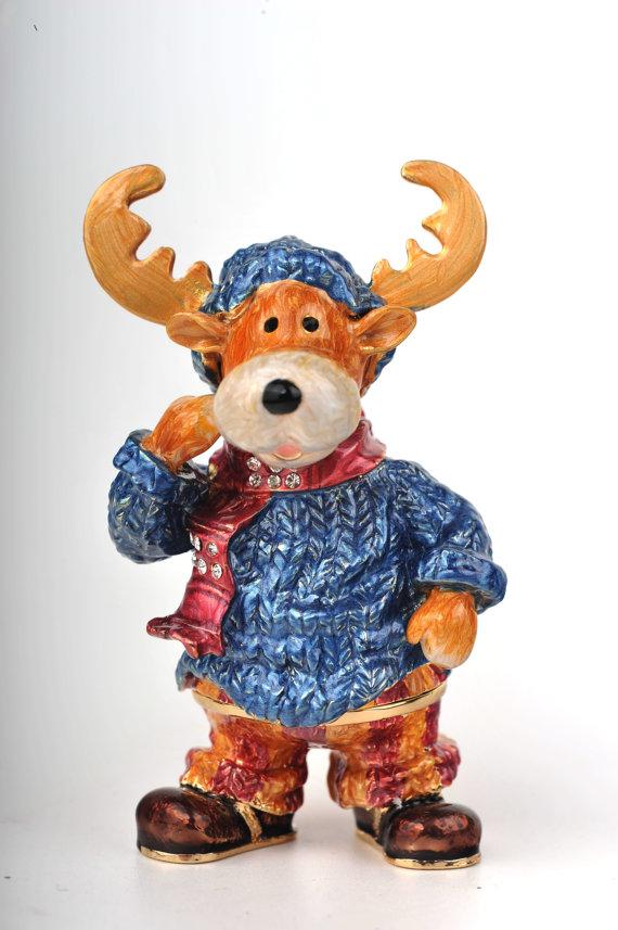 Keren Kopal Winter Deer with Blue Coat and Red Scarf