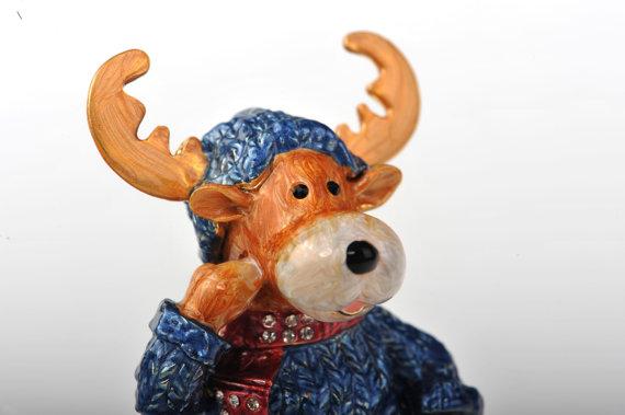 Keren Kopal Winter Deer with Blue Coat and Red Scarf