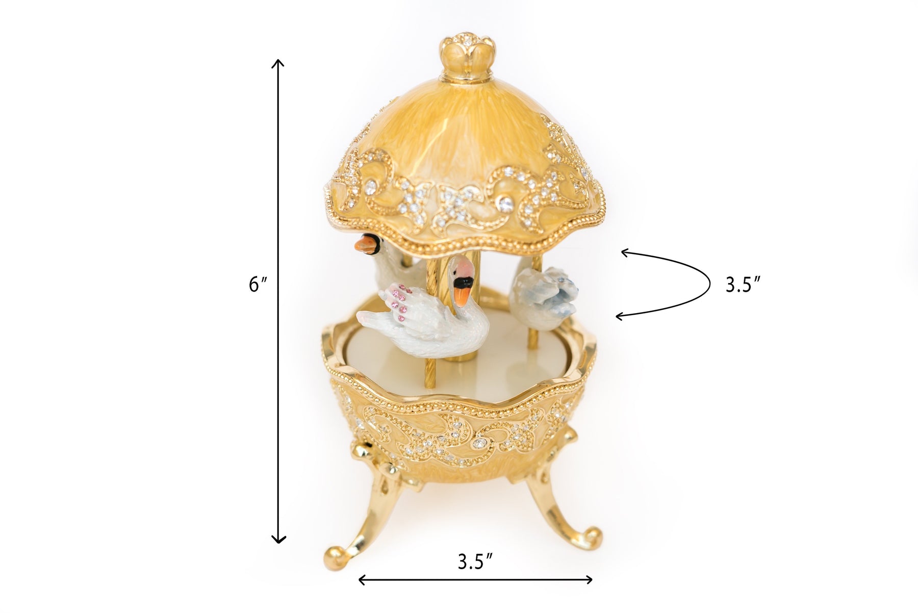 Keren Kopal Yellow Carousel Egg with White Swans