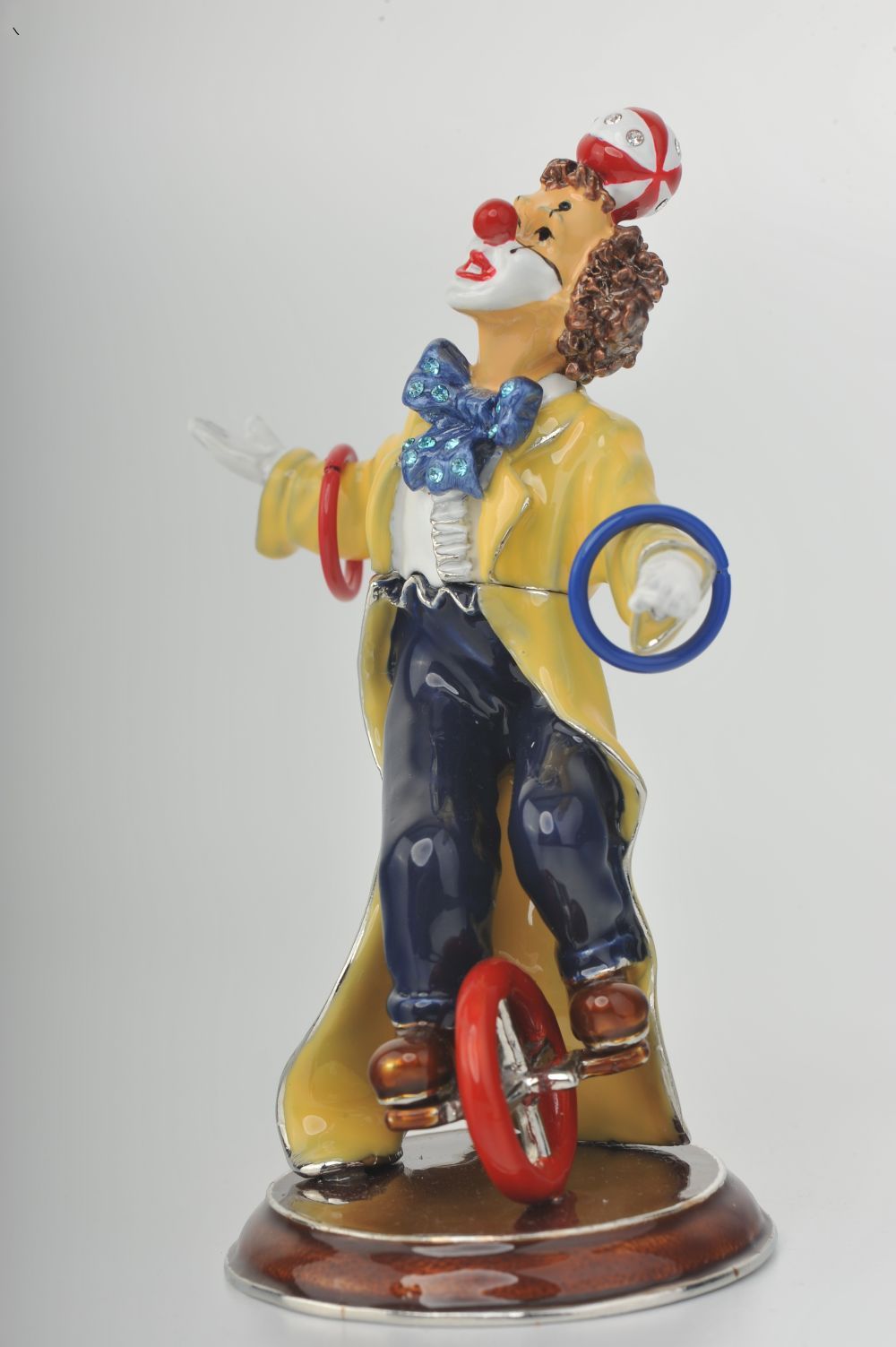 Keren Kopal Yellow Circus Clown Juggling on Unicycle