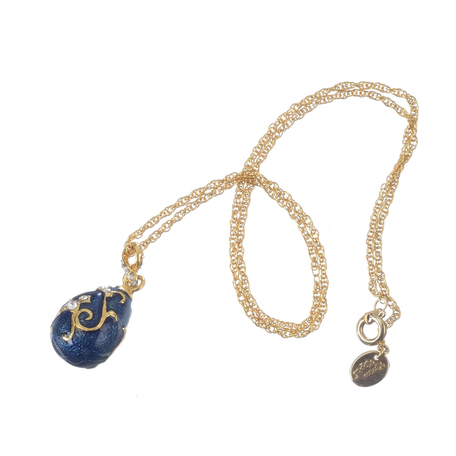Keren Kopal Blue & Gold Egg Pendant Necklace