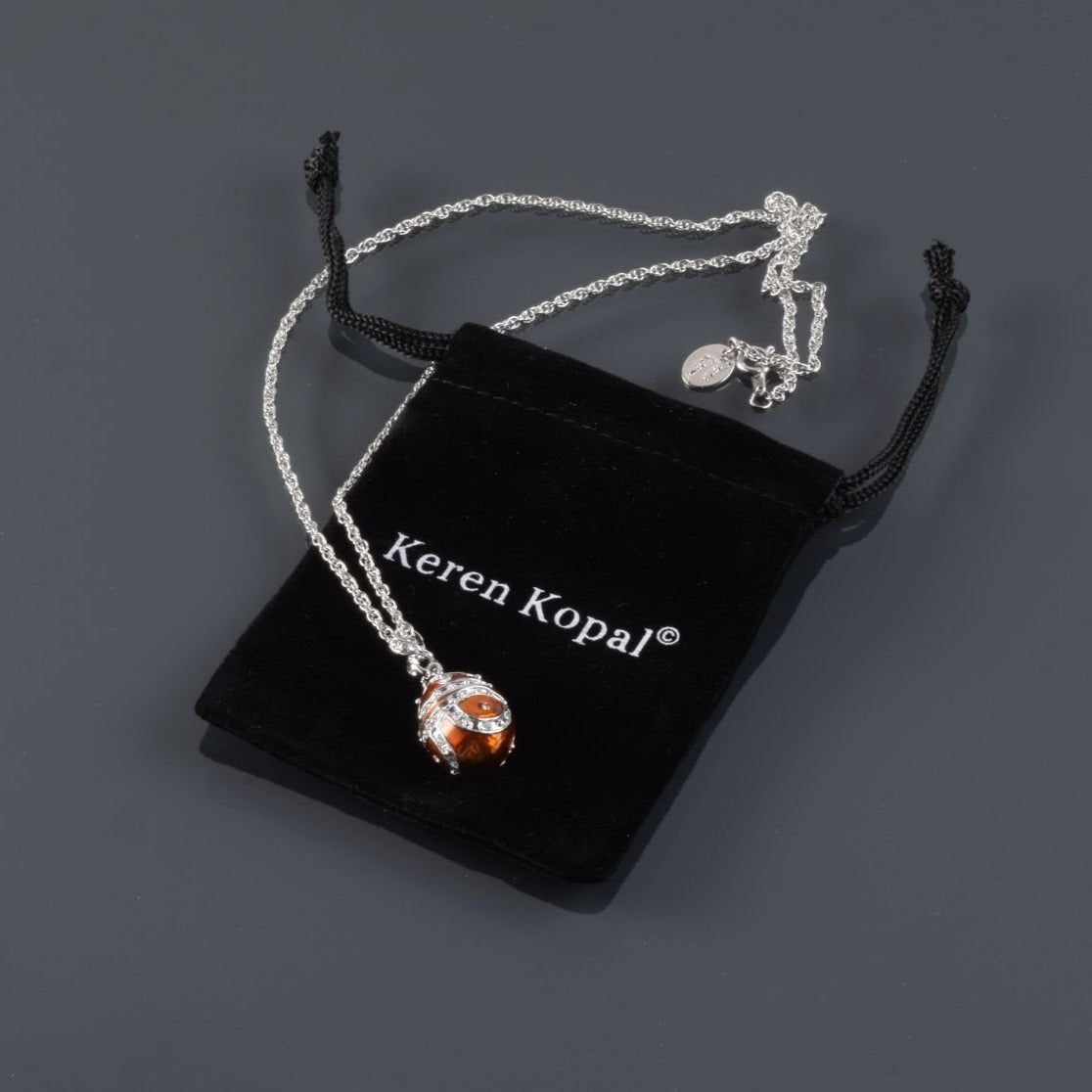 Keren Kopal Brown & Silver Egg Pendant Necklace