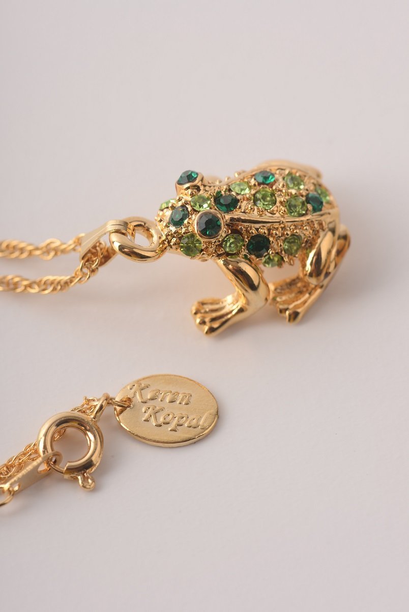 Keren Kopal Green Frog Pendant Necklace