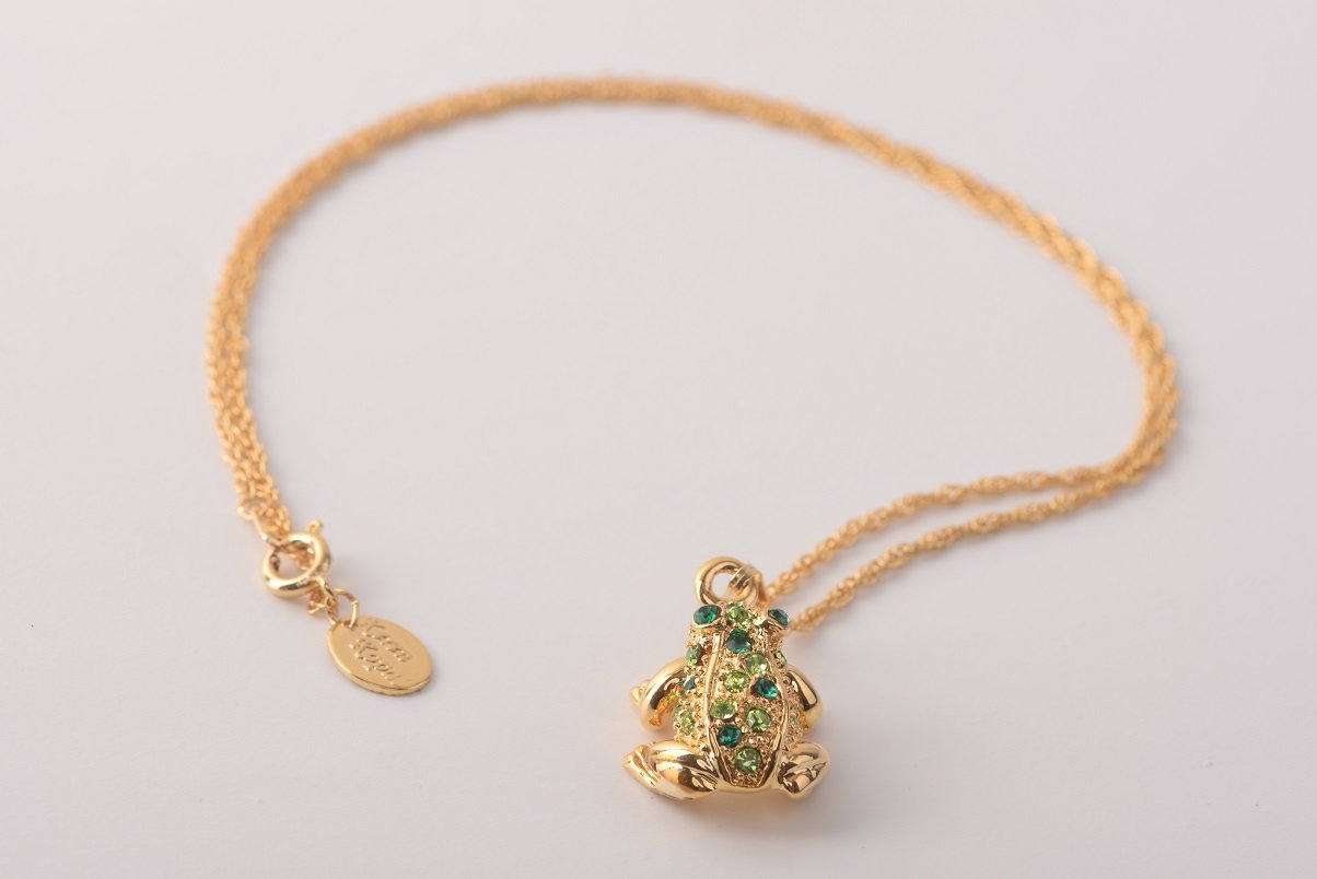 Keren Kopal Green Frog Pendant Necklace