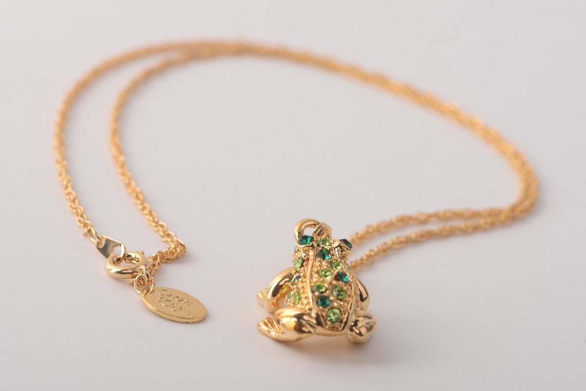 Keren Kopal Green Frog Pendant Necklace