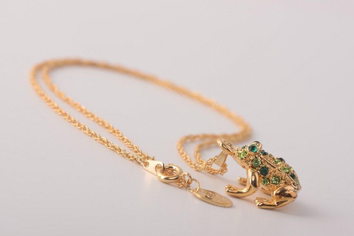 Keren Kopal Green Frog Pendant Necklace