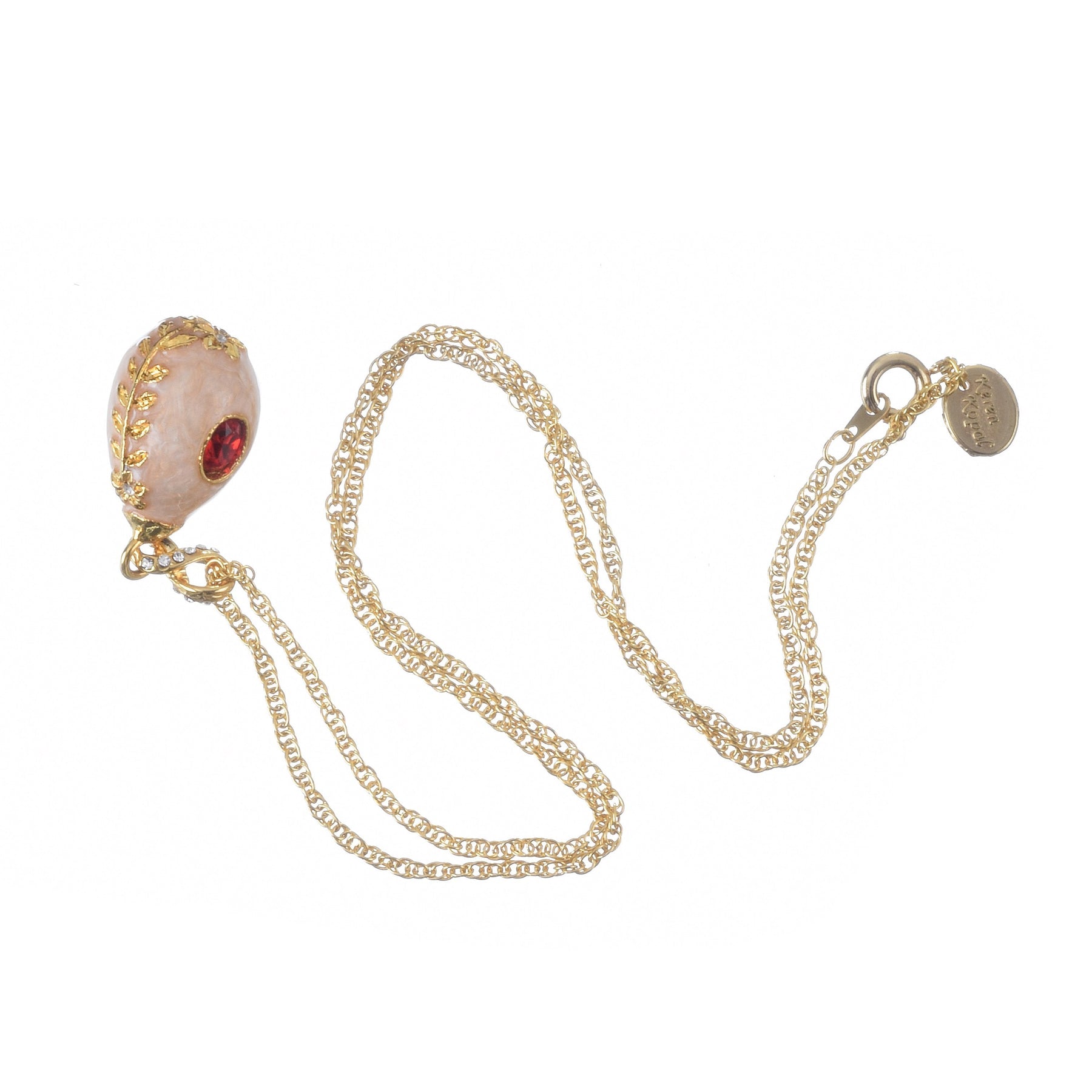 Keren Kopal Pink Egg Pendant Gold Necklace