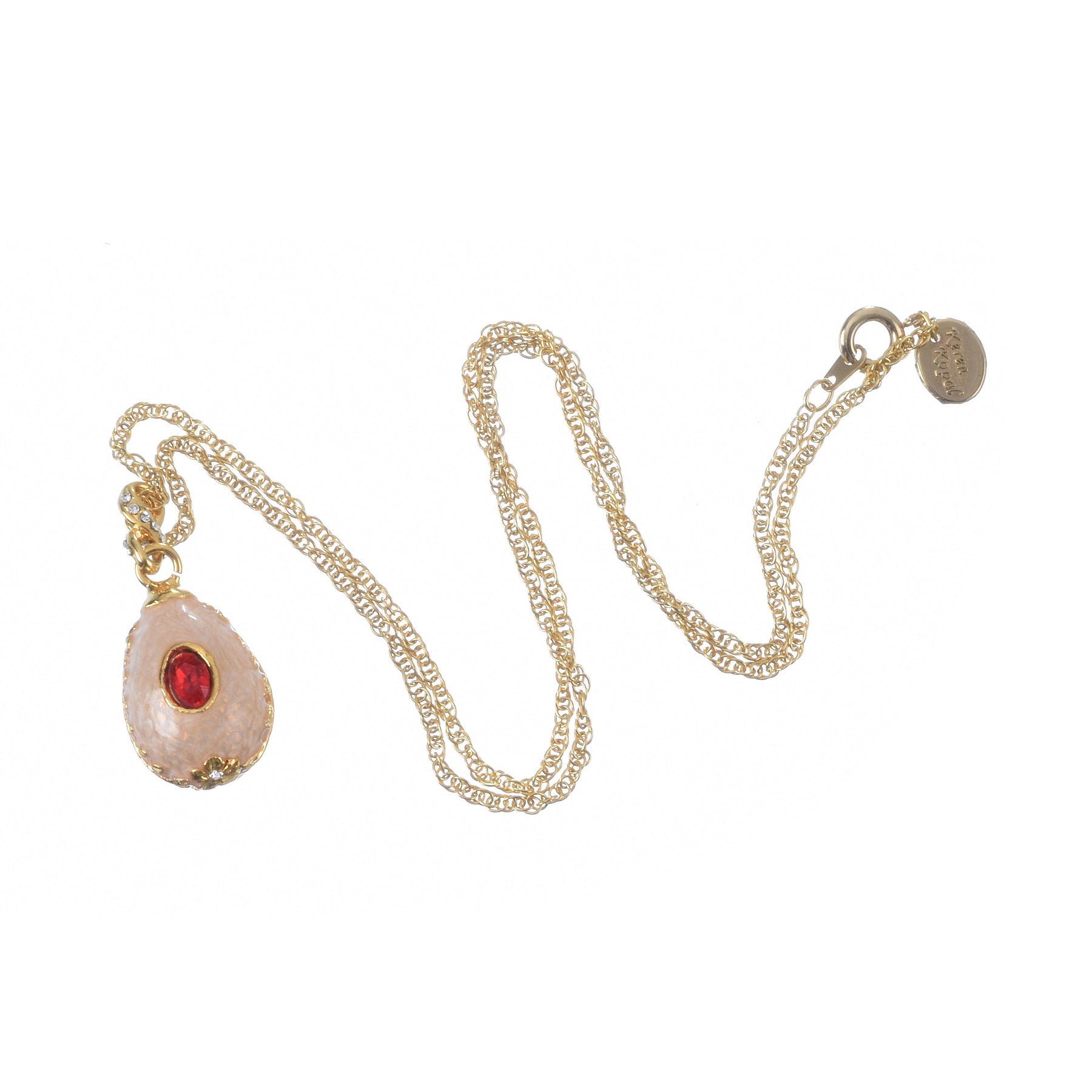 Keren Kopal Pink Egg Pendant Gold Necklace