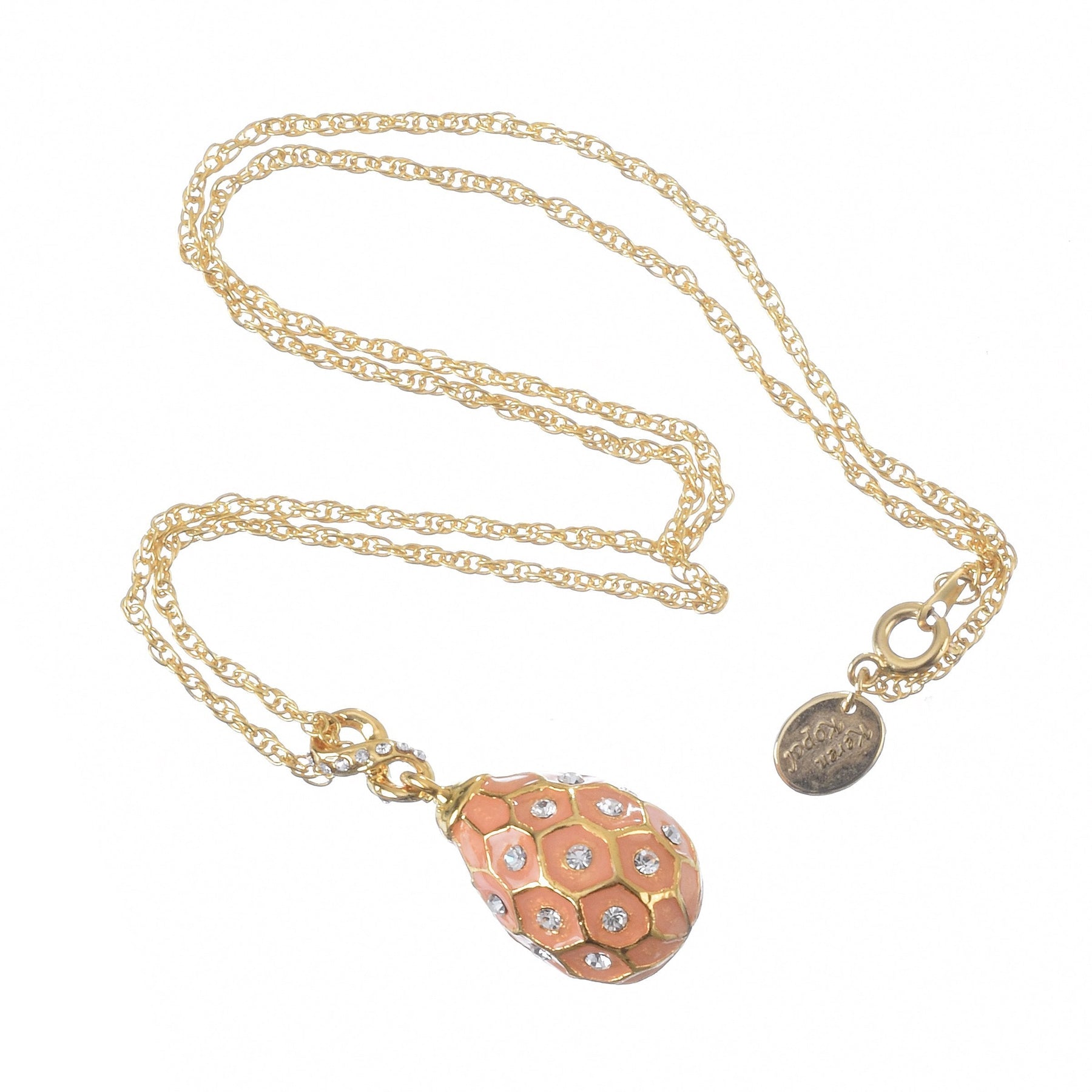 Keren Kopal Pink & Gold Egg Pendant Gold Necklace