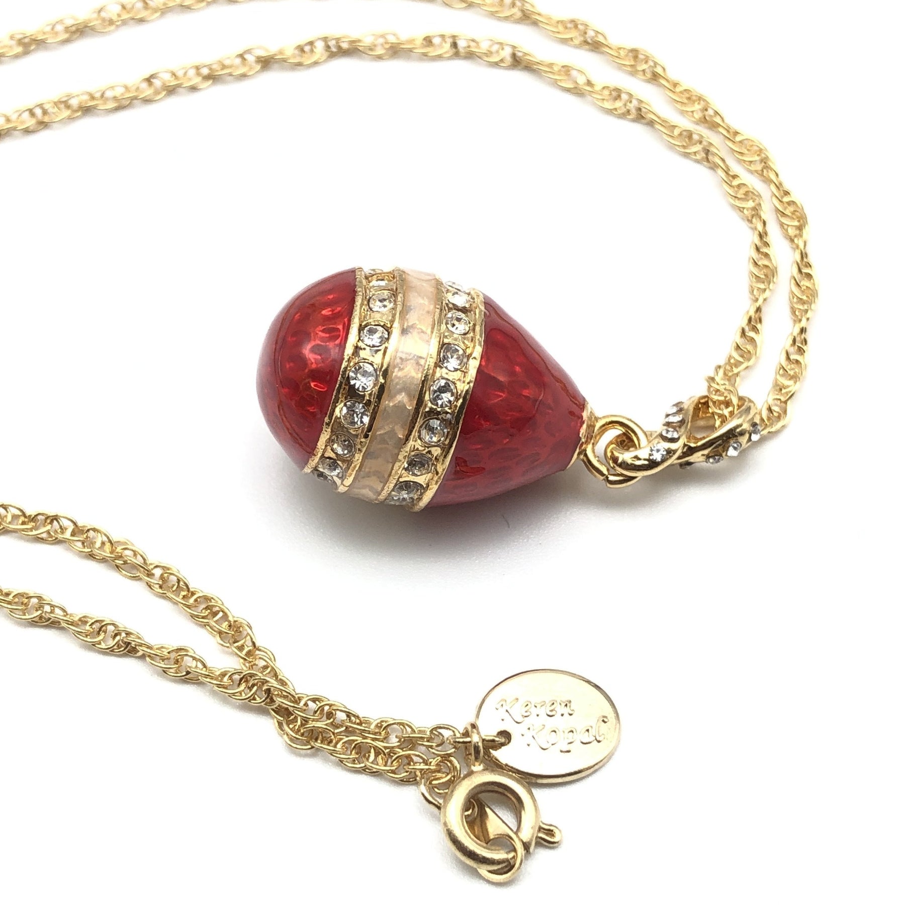 Keren Kopal Red & Gold Egg Pendant Necklace