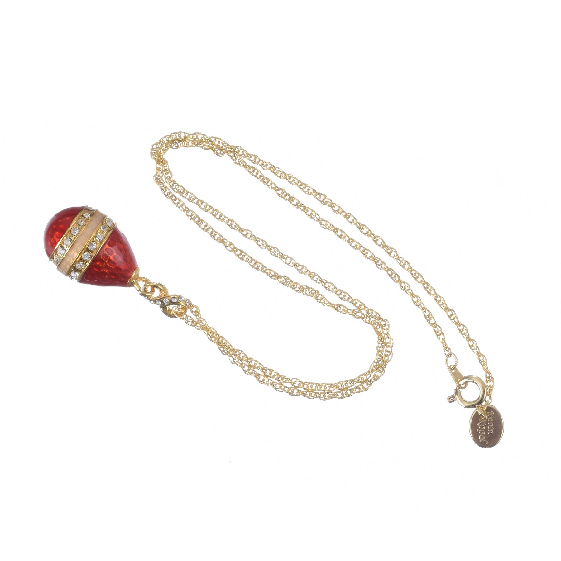 Keren Kopal Red & Gold Egg Pendant Necklace