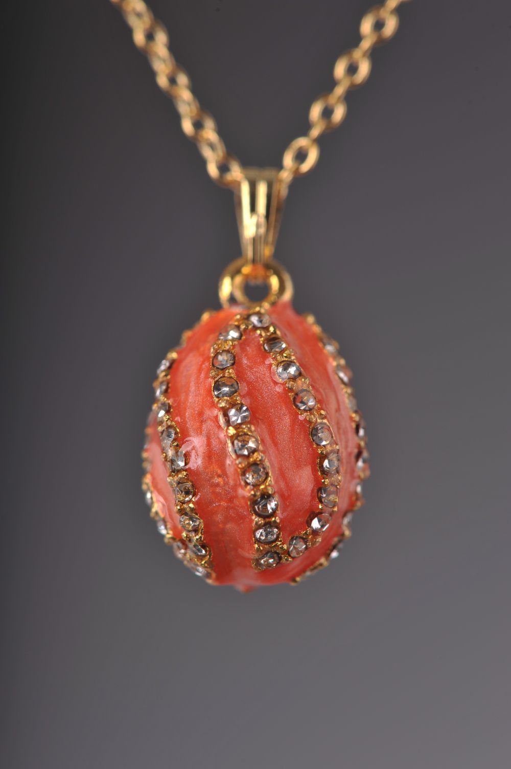 Keren Kopal Salmon Spiral Egg Pendant Necklace