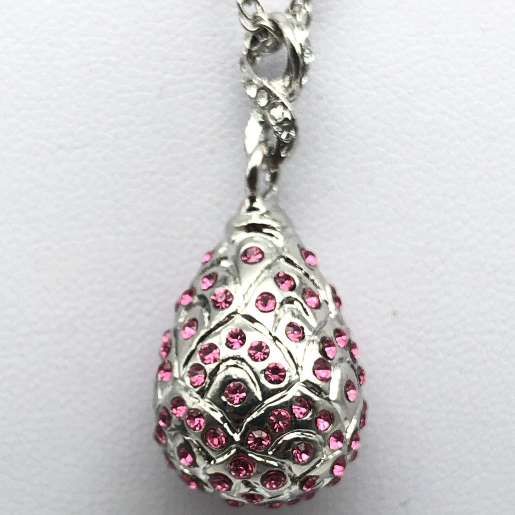 Keren Kopal Silver Egg with Pink Crystals Pendant Necklace
