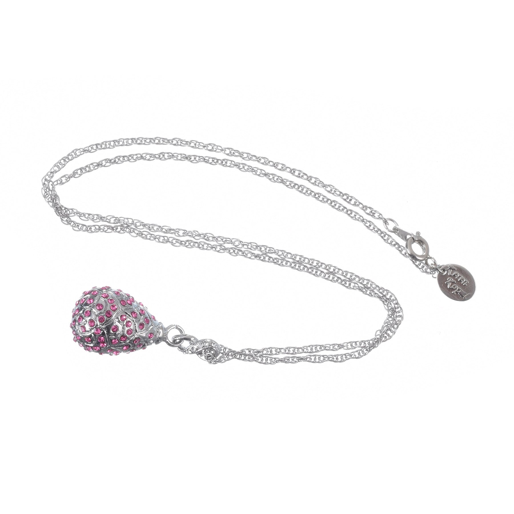 Keren Kopal Silver Egg with Pink Crystals Pendant Necklace