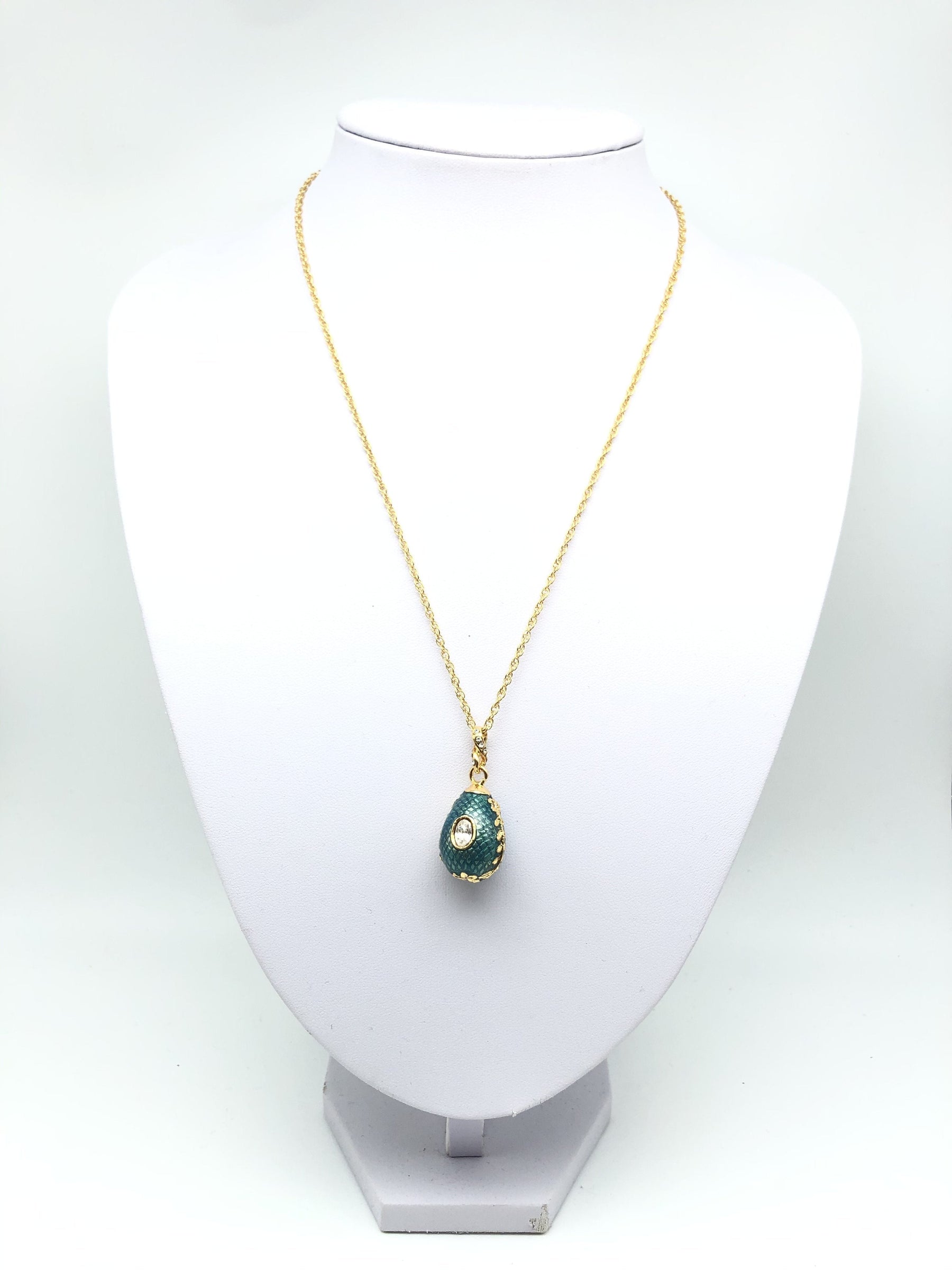 Keren Kopal Teal Egg Pendant Gold Necklace