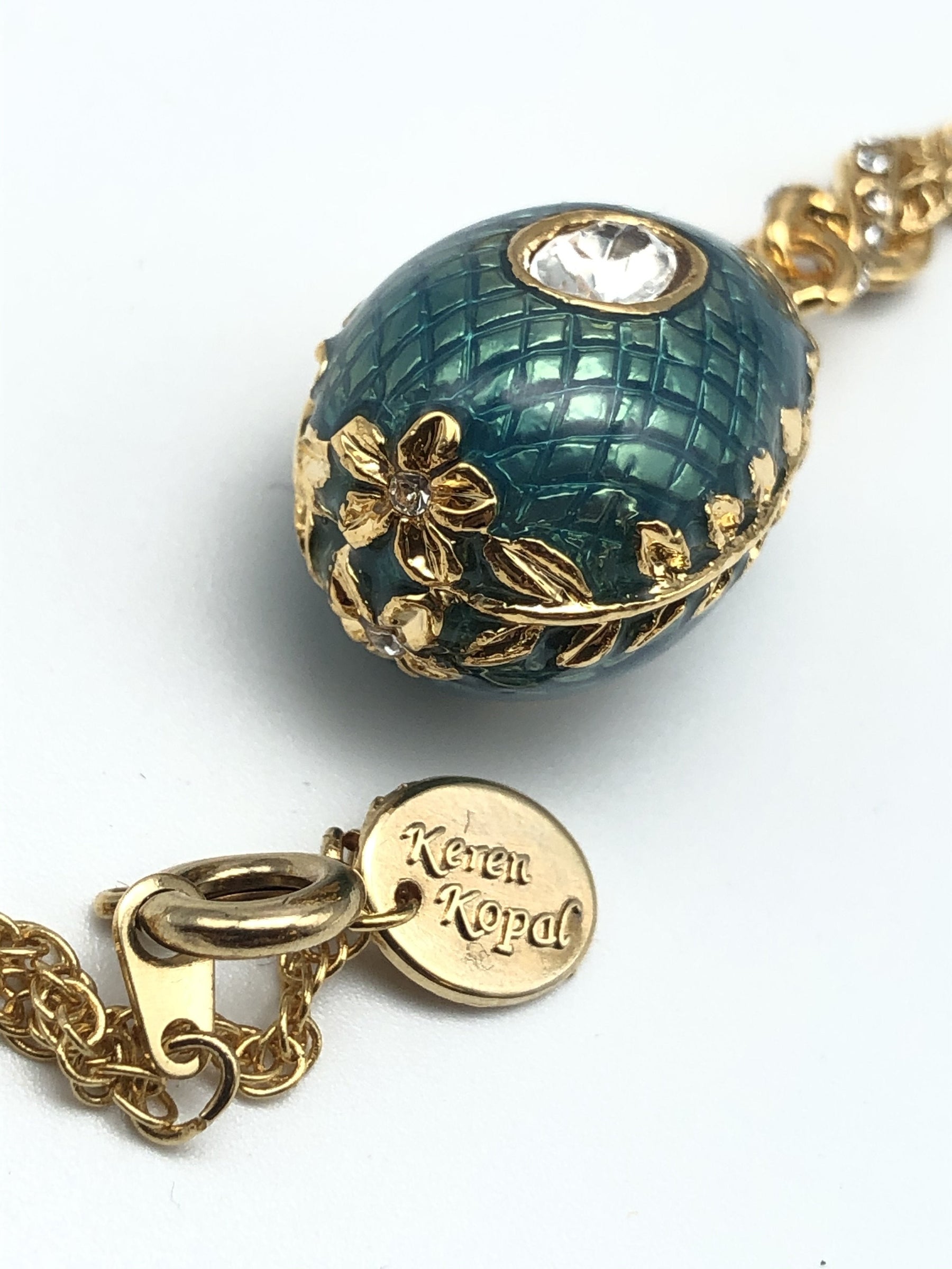 Keren Kopal Teal Egg Pendant Gold Necklace