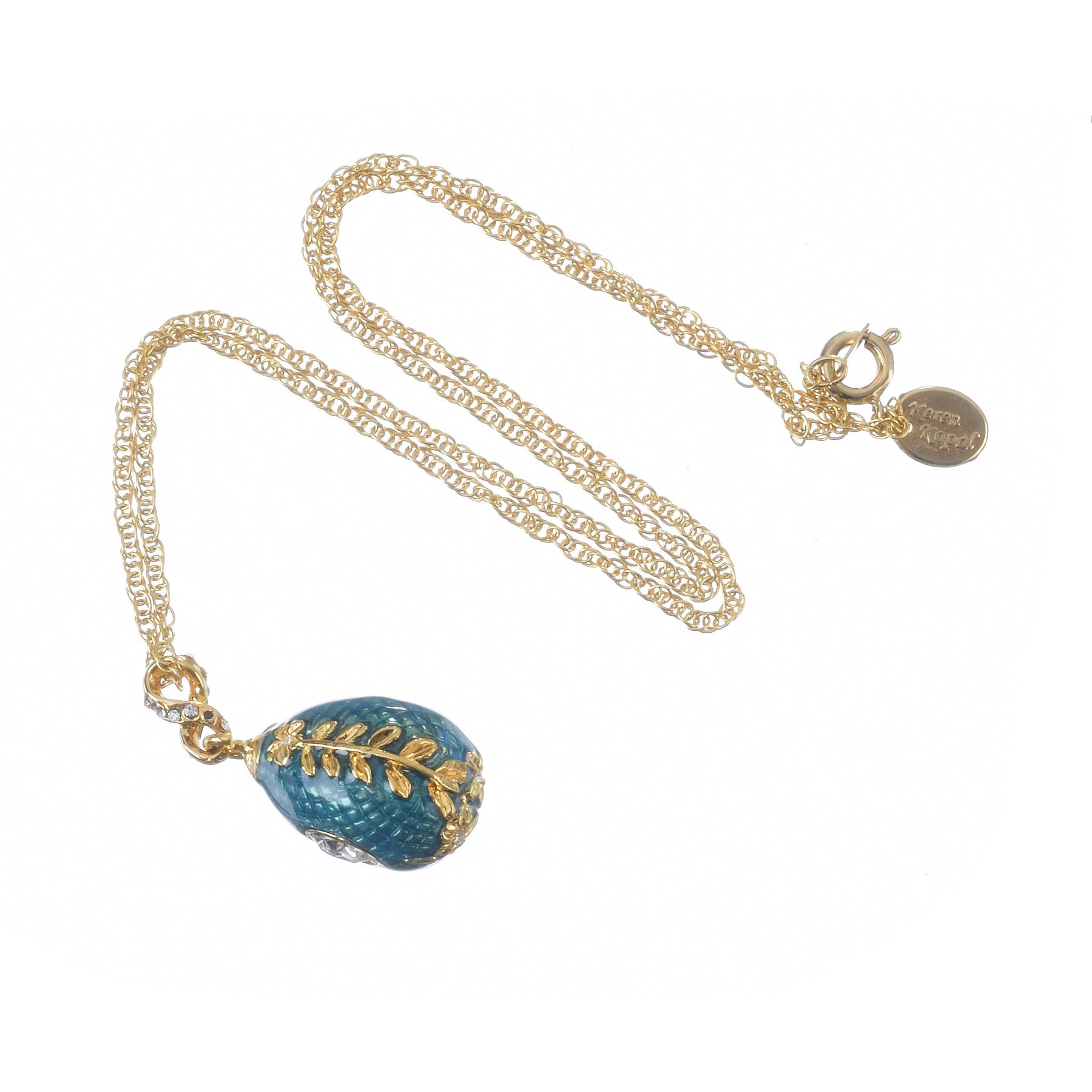 Keren Kopal Teal Egg Pendant Gold Necklace