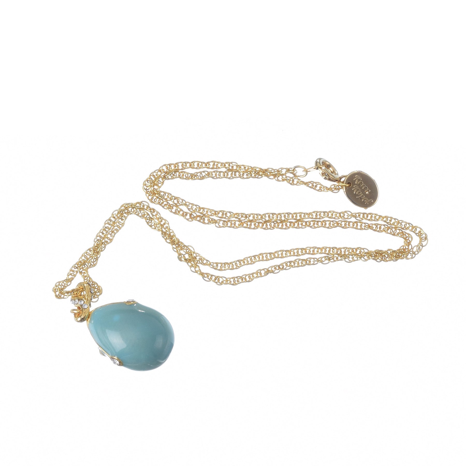 Keren Kopal Turquoise & Gold Egg Pendant Necklace