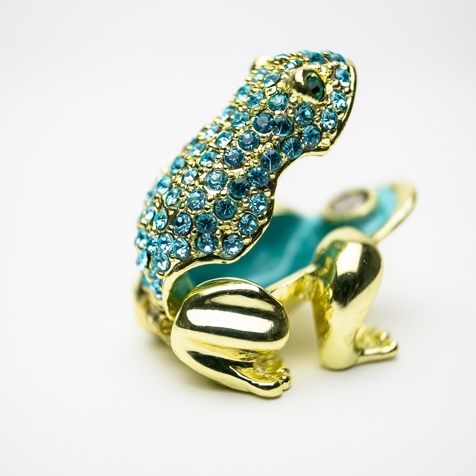 Keren Kopal Gold Frog Decorated with Blue Crystals