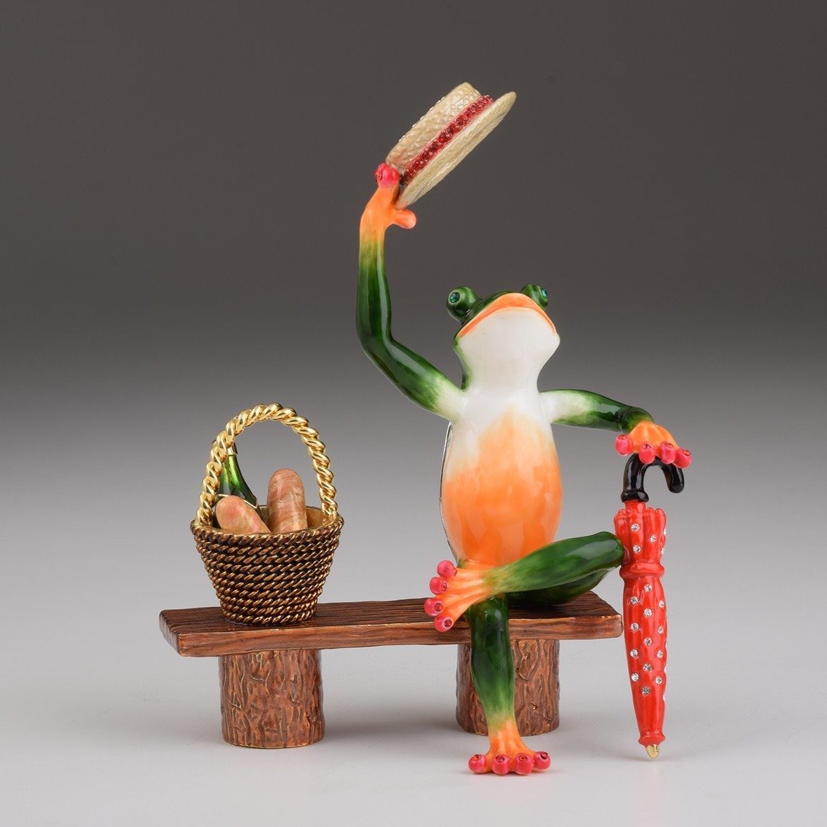 Keren Kopal Green Frog on a Bench