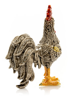 Gray Rooster Jewelry Trinket Box