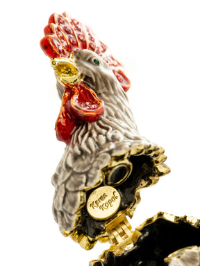 Gray Rooster Jewelry Trinket Box