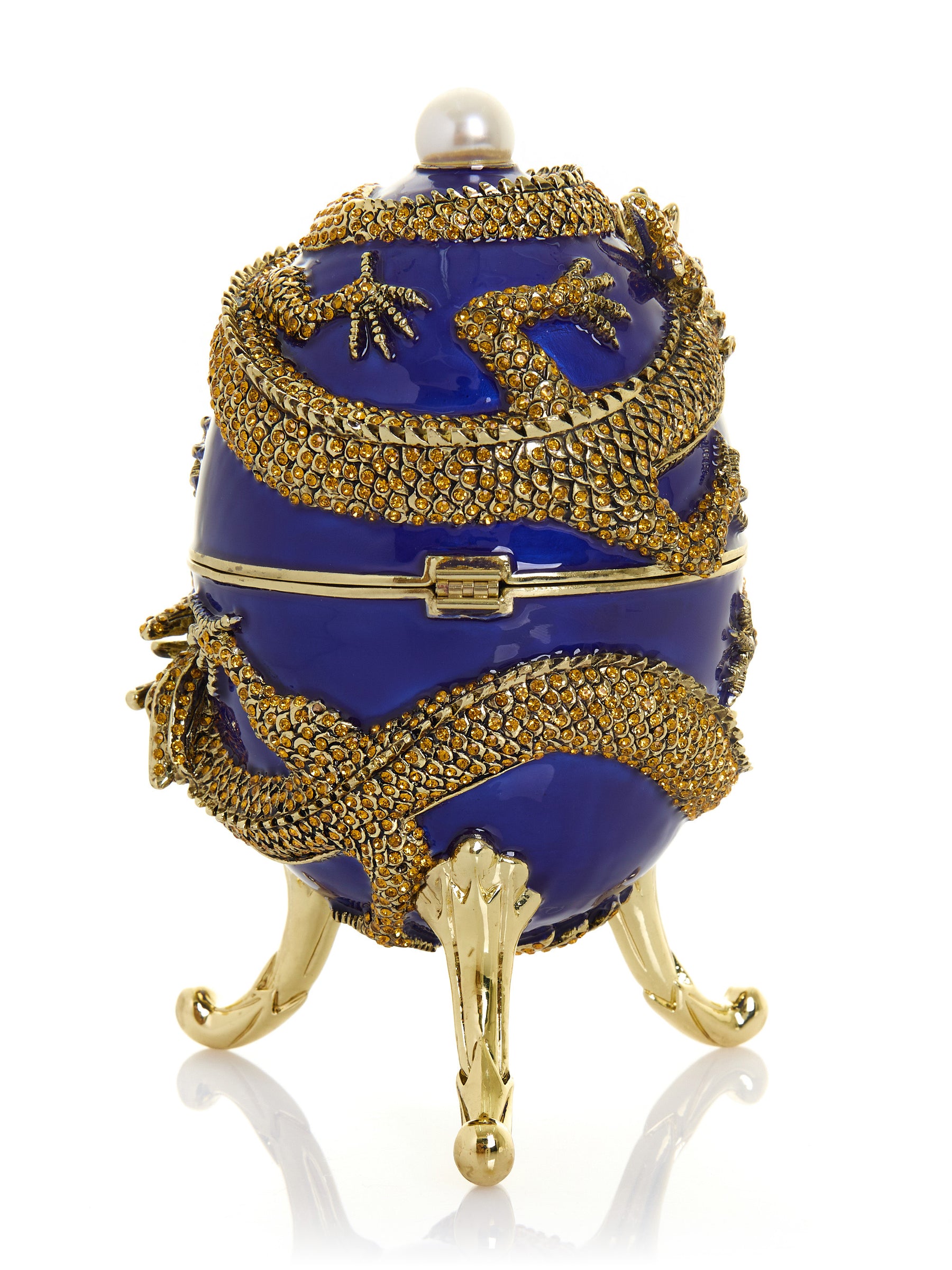 Keren Kopal Blue Faberge Egg with Dragon Music Playing Egg