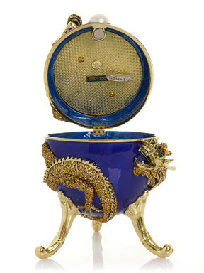 Keren Kopal Blue Faberge Egg with Dragon Music Playing Egg