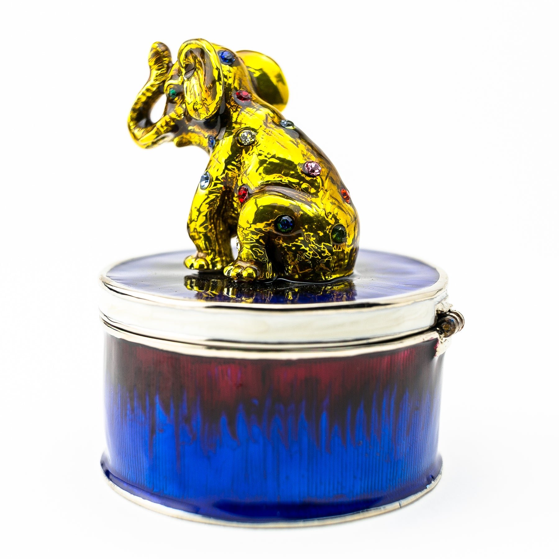 Keren Kopal Gold Elephant on Blue Trinket Box