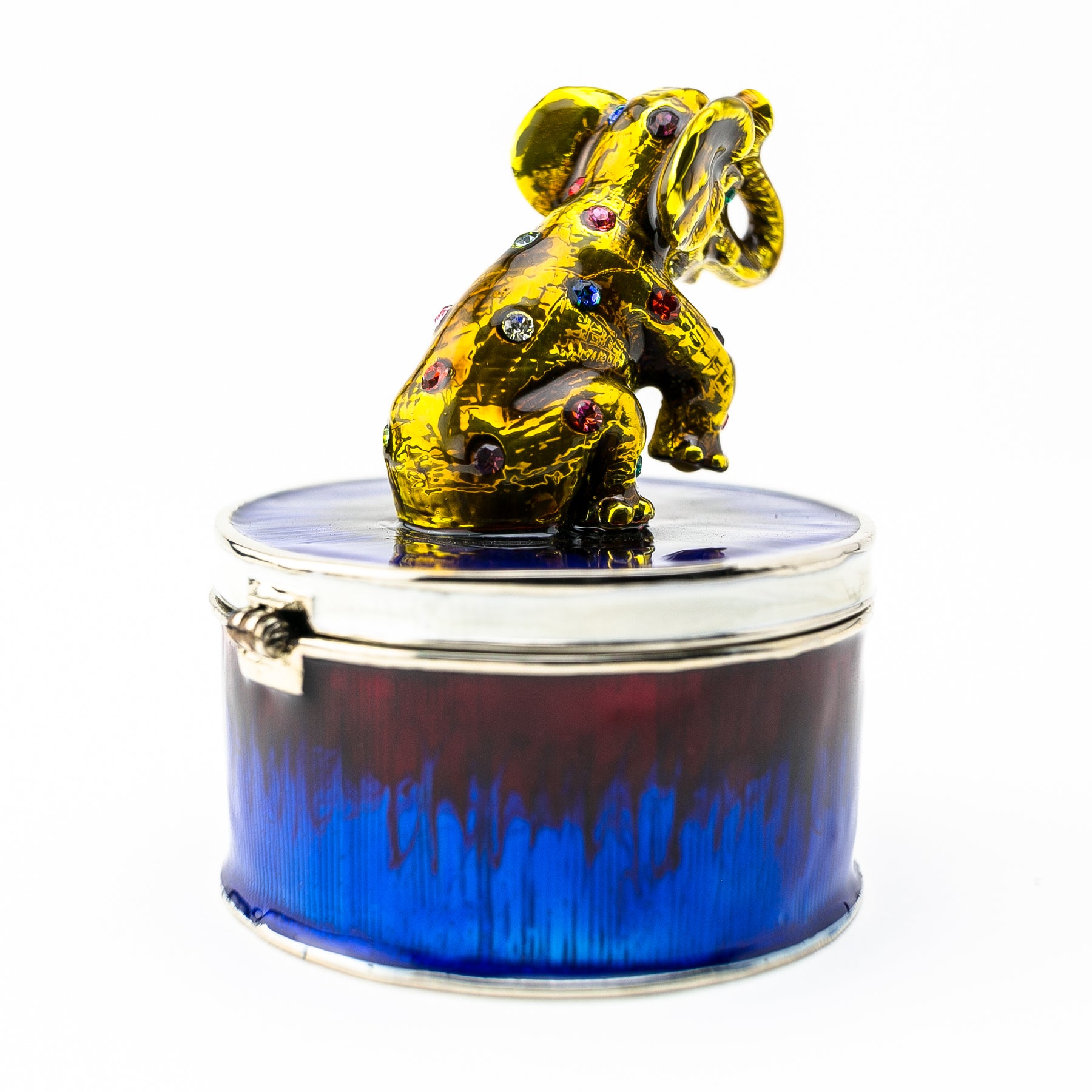 Keren Kopal Gold Elephant on Blue Trinket Box