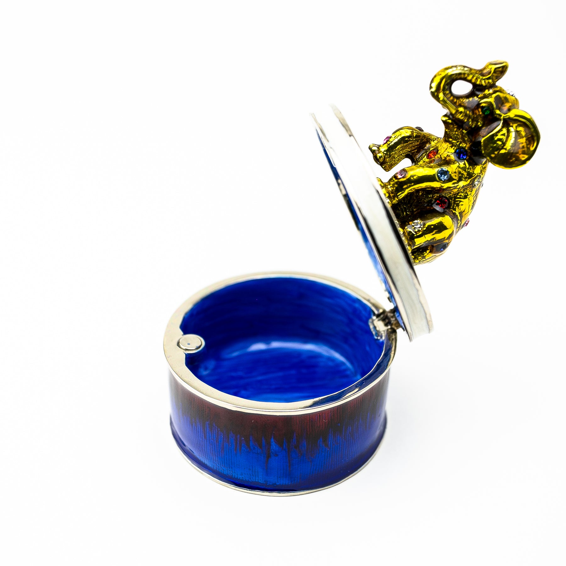 Keren Kopal Gold Elephant on Blue Trinket Box
