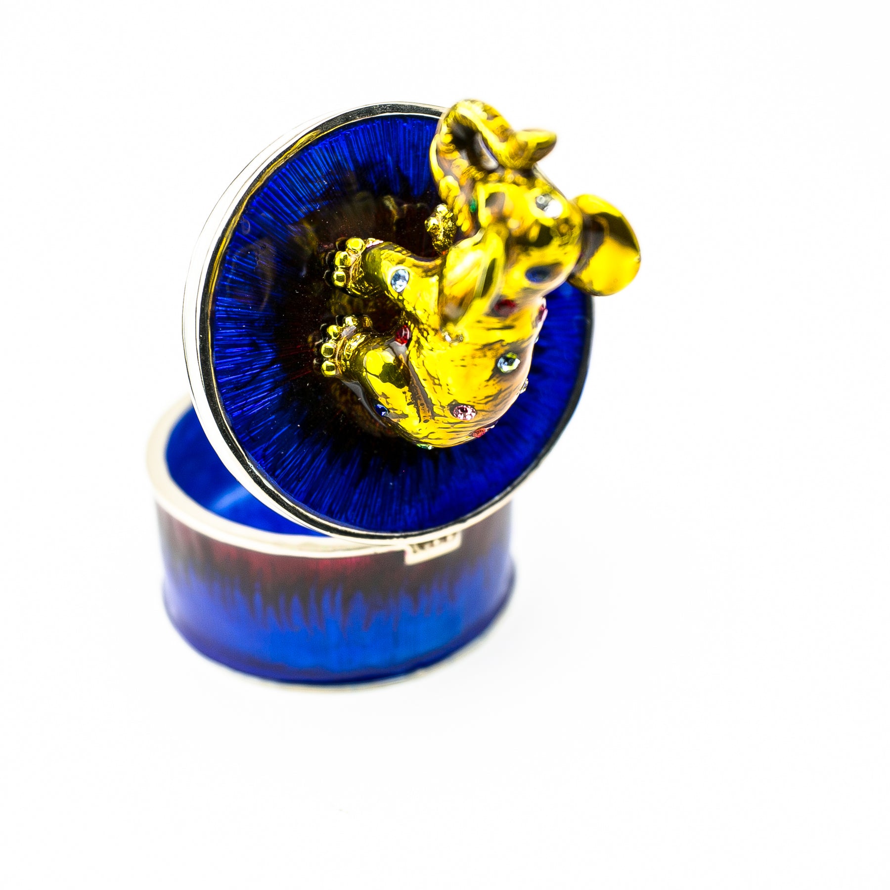 Keren Kopal Gold Elephant on Blue Trinket Box