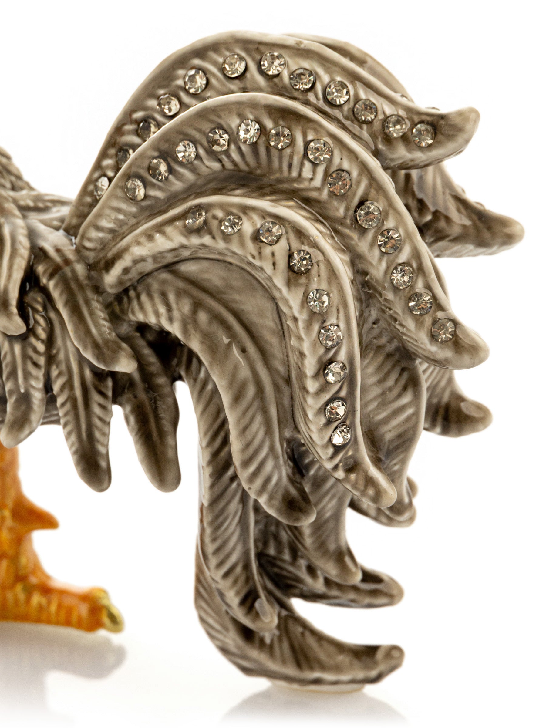 Gray Rooster Jewelry Trinket Box