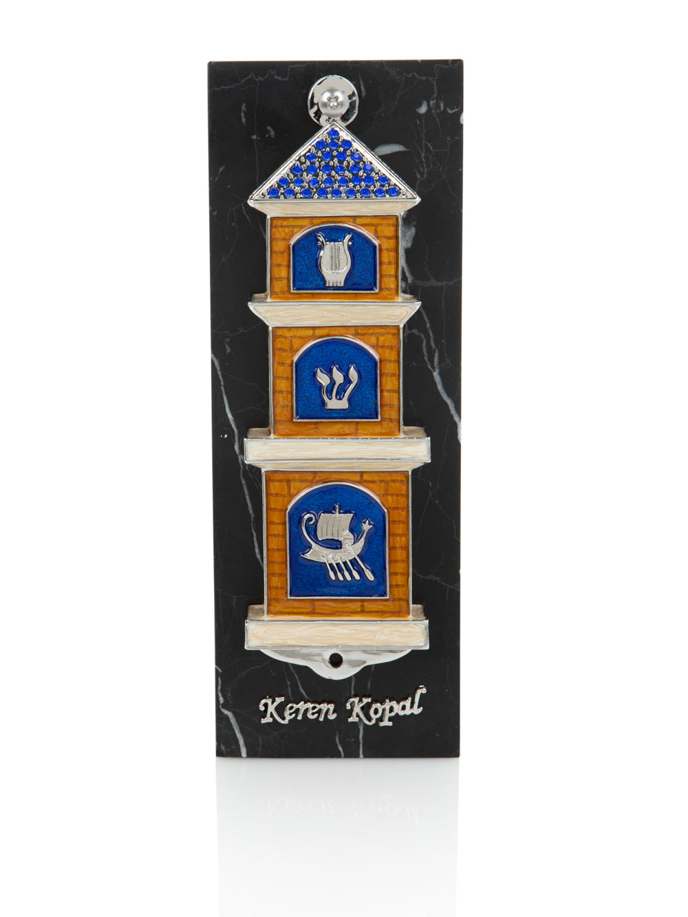 Blue Contemporary Synagogue style Mezuzah