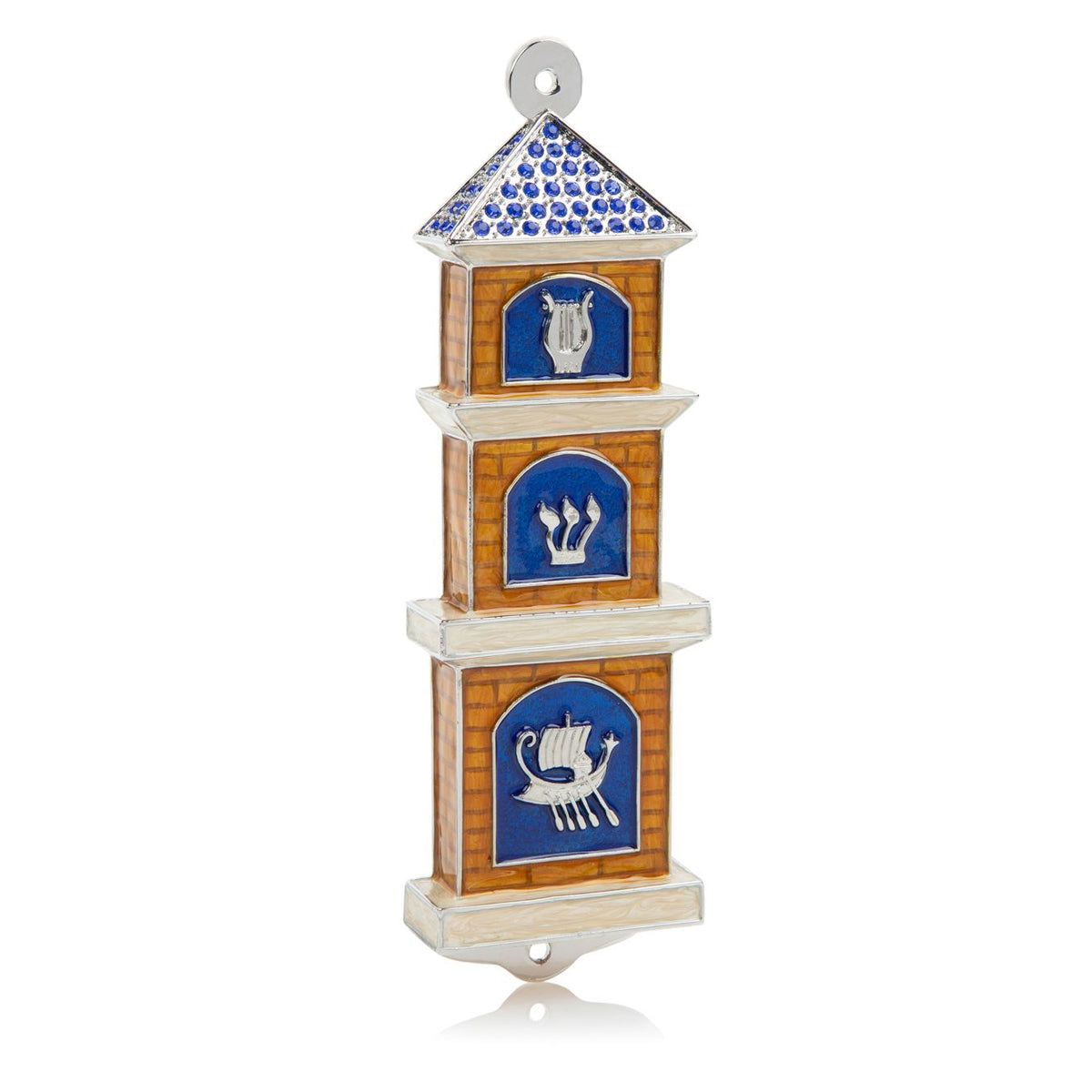 Blue Contemporary Synagogue style Mezuzah