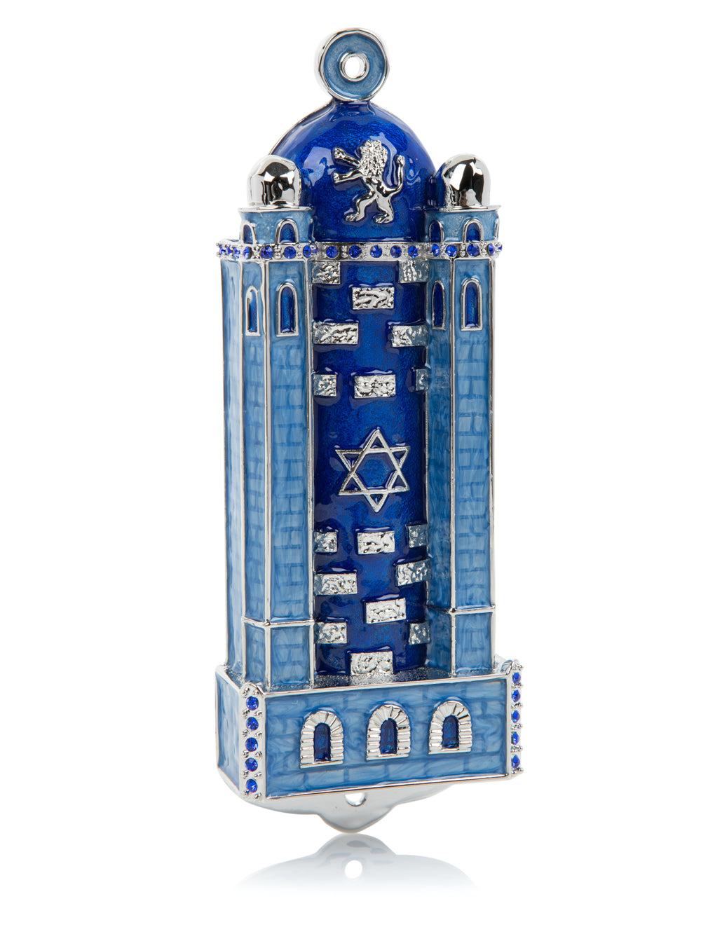 Blue Western Wall style Mezuzah