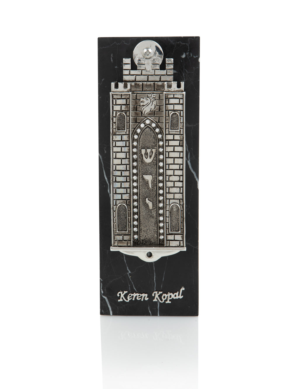 Silver Holy Ark style Mezuzah