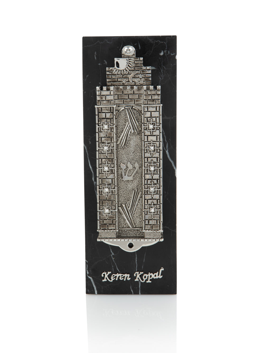 Silver Western Wall style Decorated Mezuzah