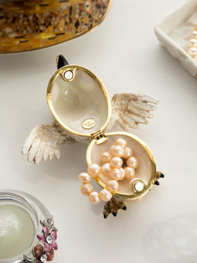 Beige Bird with Egg Trinket Box